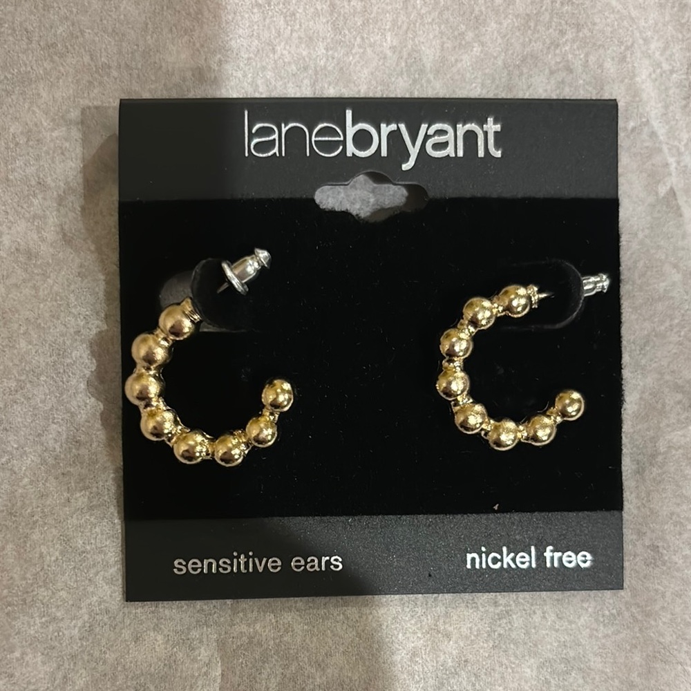 Lane Bryant Gold Beaded Hoop Earrings